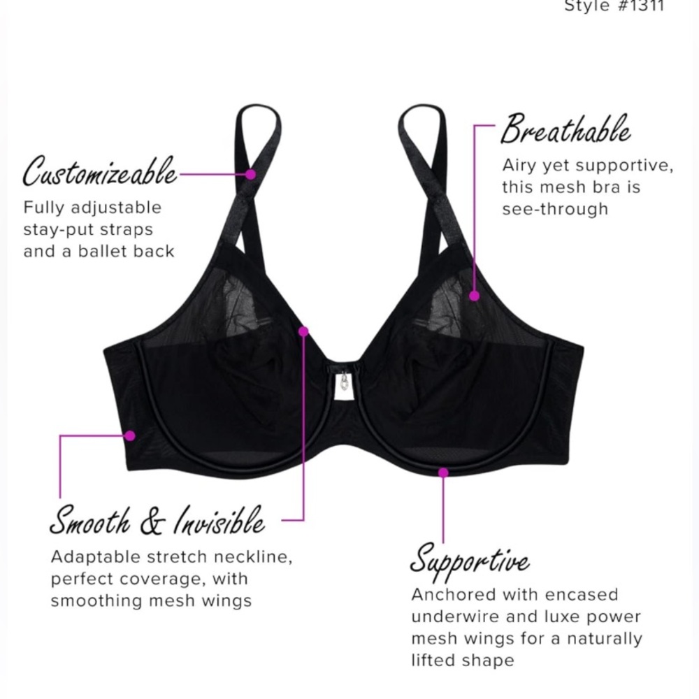 New! Curvy Couture sheer mesh unlined full coverage underwire bra 20065